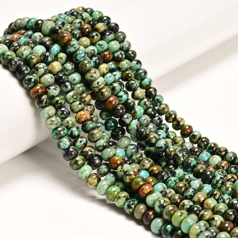 Natural African Turquoise Smooth Rondelle Beads Size 4x6mm 5x8mm 15.5'' Strand