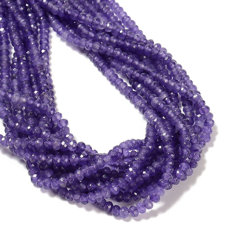 Amethyst Color Dyed Jade Faceted Rondelle Beads Size 3x4mm 14'' Strand