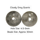 Natural Gray Cloudy Quartz Faceted Round Beads Size 30mm 7.5" Strand