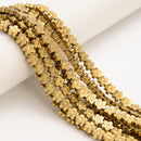 Titanium 14K Gold/Gray/Silver Hematite Flower Shape Beads Size 7.5mm 15.5" Strd