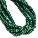 Natural Green Malachite Smooth Rondelle Beads Size 4x10mm 15.5" Strand