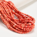 Graduated Natural Light Red Spiny Oyster Smooth Rondelle Beads 2-5x4-8mm 16" Str