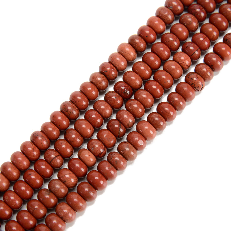 Natural Red Jasper Smooth Rondelle Beads Size 5x8mm 15.5'' Strand
