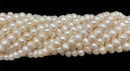 Fresh Water Pearl White Potato Rondelle Button Beads Size 6x10mm 15" Strand