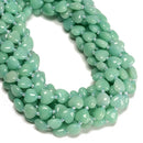 Green Amazonite Color Dyed Jade Smooth Heart Shape Beads Size 12mm 15" Strand