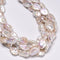 Natural White Fresh Water Pearl Flat Oval Shape Beads 15-16x18-20mm 15.5'' Strd
