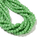 Natural Green Jadeite Jade Faceted Cube Beads Size 7mm 15.5'' Strand