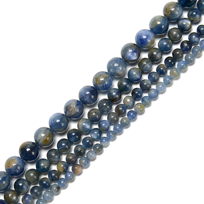 Natural Blue Kyanite Smooth Round Beads Size 4mm 5mm 6mm 8mm 15.5'' Strand