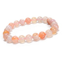 Cherry Flower Sakura Agate Smooth Round Beaded Bracelet 8mm 7.5''Length 3PCS/Set