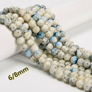 Natural Blue Ice (Nakaurite) Smooth Round Beads Size 6mm 8mm 10mm 15.5'' Strand