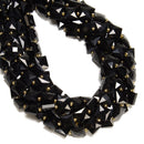 Black Onyx Faceted Flat Square Shape Beads Size 10mm 15.5" Strand
