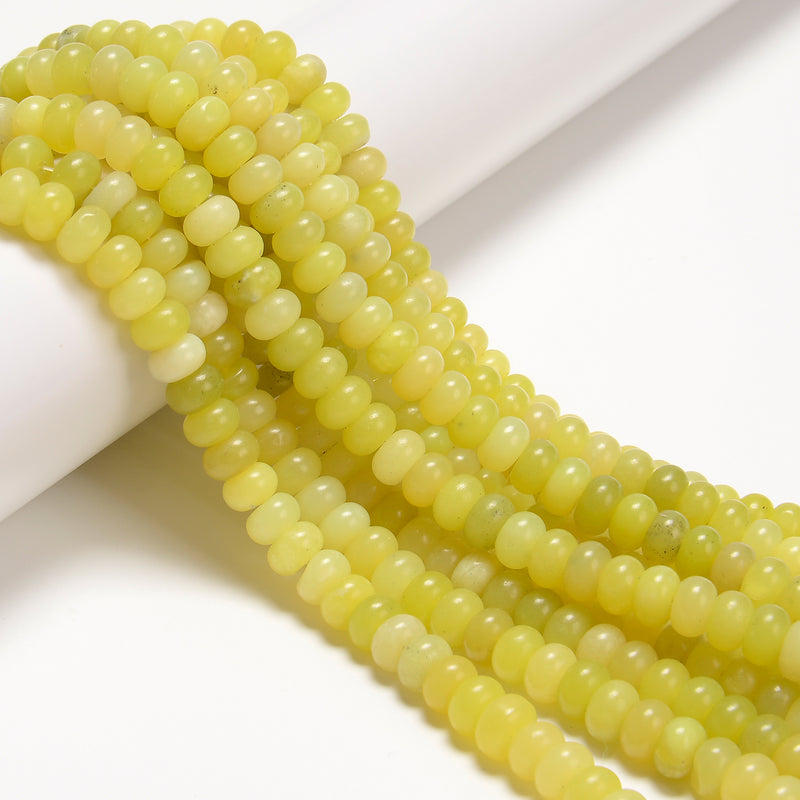 Natural Lemon Jade Smooth Rondelle Beads Size 5x8mm 15.5'' Strand