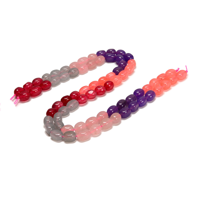 03 Multi-color Dyed Jade Pebble Nugget Beads Size 8x10mm 15.5'' Strand