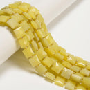 Natural Lemon Jade Faceted Flat Square Shape Beads Size 10mm 15.5" Strand