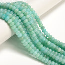 Natural Green Amazonite Smooth Rondelle Beads Size 5x8mm 15.5" Strand