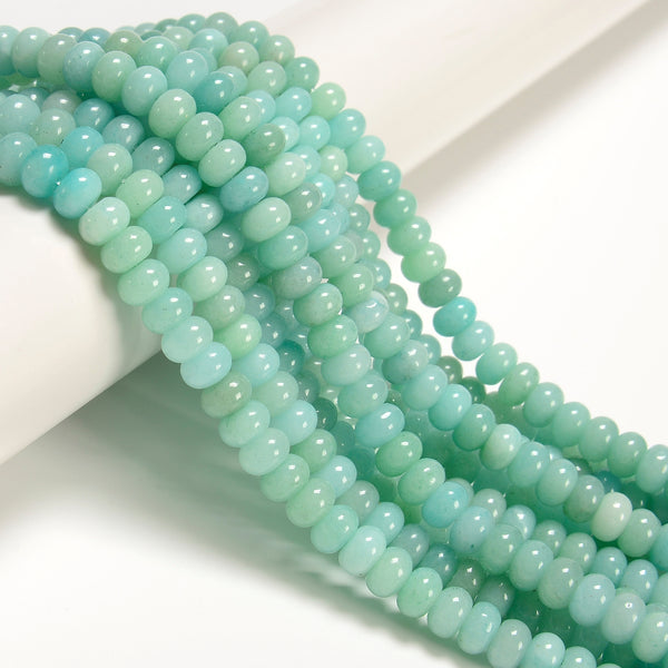 Natural Green Amazonite Smooth Rondelle Beads Size 5x8mm 15.5" Strand
