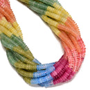 Gradient Multi-color Gemstone Smooth Rondelle Beads Size 2x6mm 15.5 Strand