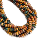 Natural Ocean Jasper Smooth Rondelle Beads Size 5x8mm 15.5" Strand