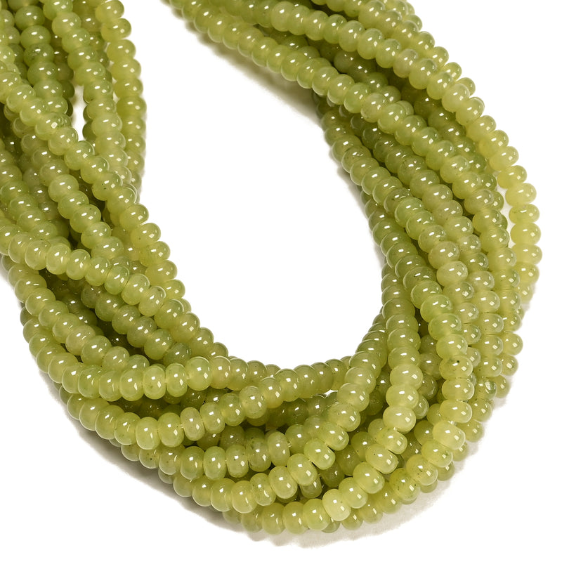 Prehnite Color Dyed Jade Smooth Rondelle Beads Size 4x6mm 15.5" Strand