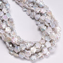 Natural White Fresh Water Pearl Flower Shape Beads Size 12-13mm 15.5" Strand