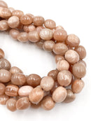 Natural Peach Moonstone Smooth Oval Nugget Beads Approx. 11x13mm 15.5" Strand