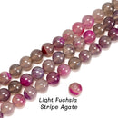 01 Mixed Colors Stripe Agate Smooth Round Beads Size 20mm 15.5" Strand