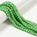 Natural Green Jadeite Jade Faceted Cube Beads Size 7mm 15.5'' Strand