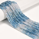 Natural Gradient Aquamarine Faceted Round Beads Size 4mm 15.5" Strand