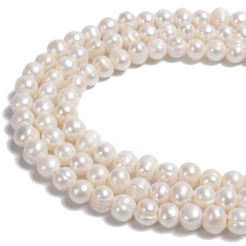 2.0mm Large Hole Fresh Water Pearl Potato Shape Beads 8mm 10mm 12mm 13mm 13" Strand