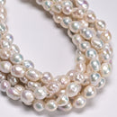 Natural White Fresh Water Pearl Baroque Drop Beads 9-11x12-13mm 16'' Strand