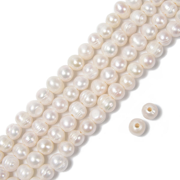2.0mm Large Hole Fresh Water Pearl Potato Shape Beads 8mm 10mm 12mm 13mm 13" Strand