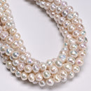 Graduated Natural White Fresh Water Pearl Off Round Potato Beads 9-11mm 15.5'' L