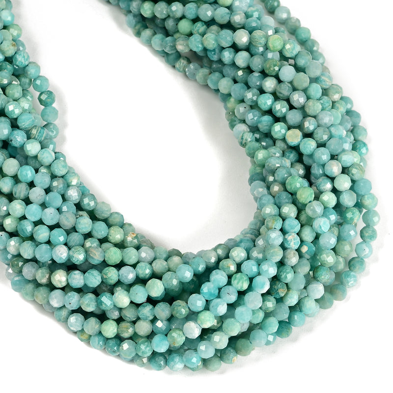 Natural Green Amazonite Faceted Round Beads 2mm 3mm 4mm 15.5" Strand