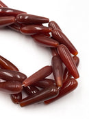 Natural Dark Carnelian Teardrop Shape Beads Size 12x40mm 15.5" Strand