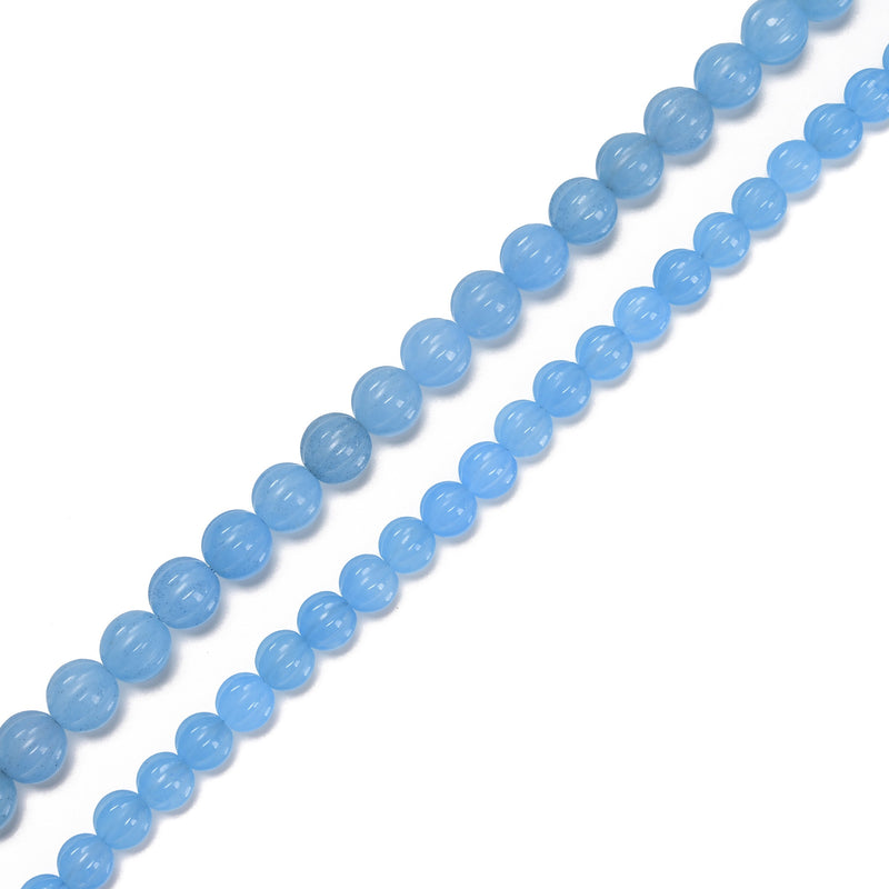 Aquamarine Color Dyed Jade Carved Pumpkin Shape Beads Size 8mm 10mm 15.5" Strand