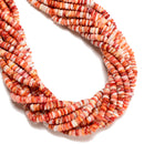 Natural Orange Red Spiny Oyster Smooth Rondelle Beads 2x5mm 3x6mm 16" Strand