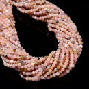 Natural Pink Opal Faceted Round Beads Size 3mm 15.5" Strand