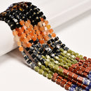 16 Multi-color Gemstone Smooth Cube Shape Beads Size 4mm 15" Strand