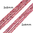 Grade A Natural Pink Tourmaline Faceted Rondelle Beads 2x4mm 3x5mm 15.5'' Strand