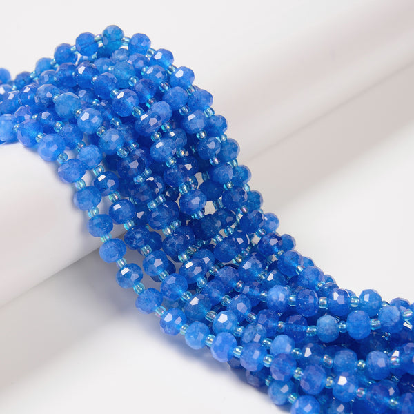 Blue Agate Color Dyed Jade Faceted Rondelle Beads Size 6x8mm 15.5'' Strand