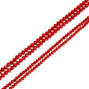 Red Bamboo Coral Faceted Round Beads Size 3mm 4mm 15.5" Strand