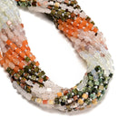 21 Multi-color Gemstone Smooth Cube Shape Beads Size 4mm 15" Strand