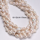 White Fresh Water Pearl Baroque Beads 9-11x13-17mm 10-12x14-17mm 15.5" Strand