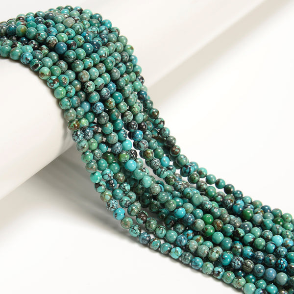 Natural Turquoise Smooth Round Beads Size 4mm 15.5" Strand