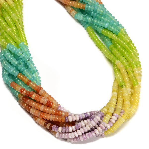 02 Multi-color Gemstone Smooth Rondelle Beads Size 2x4mm 15.5'' Strand