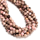 Natural Multi Color Rhodochrosite Smooth Round Beads 8mm 9.5mm 10mm 15.5" Strand