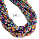 Multi-color Mother of Pearl MOP Shell Heishi Disc Beads 2x4mm 2x6mm 15.5" Strand