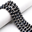 Black & White Stripe Tibetan Agate Smooth Round Beads Size 6mm 8mm 10mm 15.5"Std