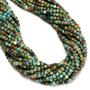 Natural Multi-color Turquoise Faceted Cube Beads Size 4mm 15.5'' Strand