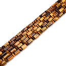 Natural Yellow Tiger Eye Cylinder Tube with Rondelle Beads Size 6x9mm 15.5'' Std